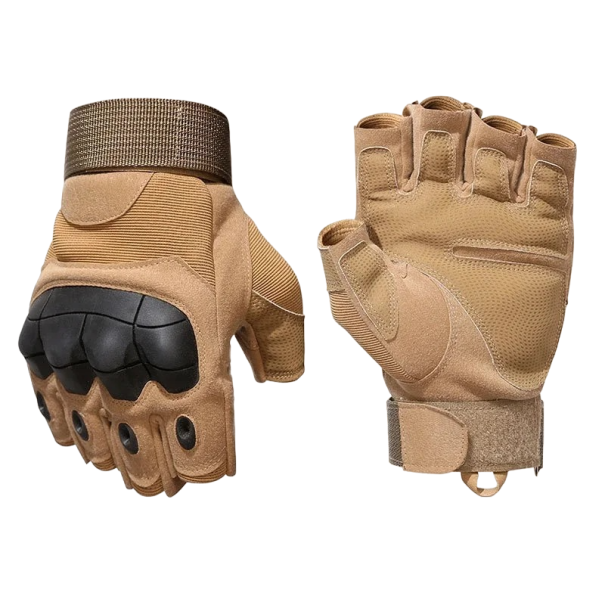 Outdoorowe taktyczne wojskowe rękawiczki bez palców. Rękawiczki wojskowe bez palców brązowy M