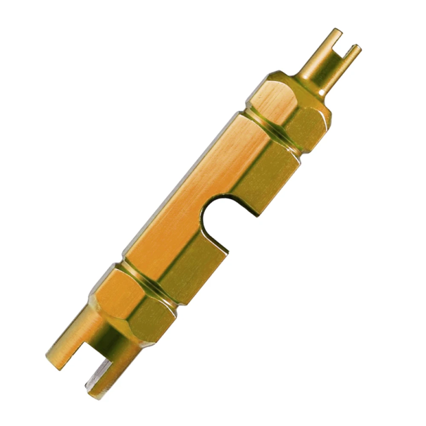 Outil en aluminium pour le démontage des valves de pneus Presta et Schrader 55 x 9,7 mm Outil de valve précis Accessoire de cyclisme doré