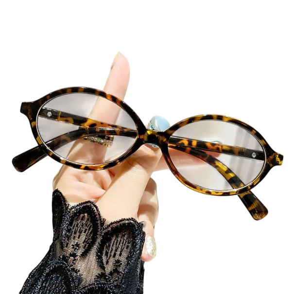 Oválné retro plastové brýle s filtrem modrého světla Stylové brýle proti únavě očí Průhledný rám pro práci u počítače i čtení leopardí
