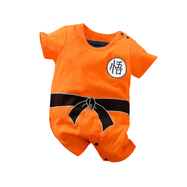 Overal de verano para niños de algodón estilo anime Naranja con moño negro Manga corta Cuello redondo Overal suave y cómodo para recién nacidos 0-3 meses