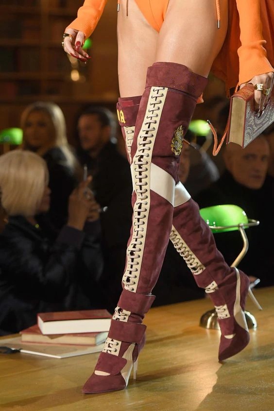 Overknee-Schnürstiefel für Damen weinrot 39