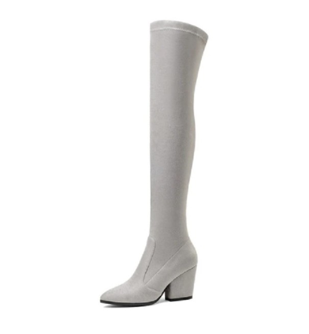 Overknee-Stiefel für Damen A679 hellgrau 40