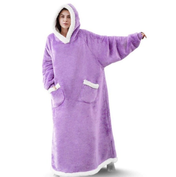 Oversize mikinová deka s rukávmi 150 cm fialová