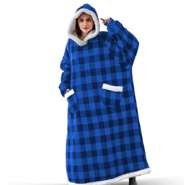 Oversize mikinová deka s rukávy 120 cm P4005 modrá