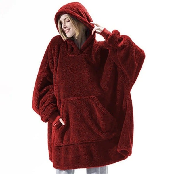 Oversize sweatshirtfilt med ärmar P4003 mörkröd