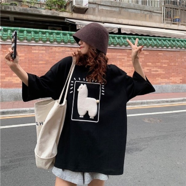 Oversized alpacka t-shirt för kvinnor grå XL
