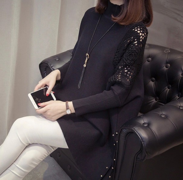 Oversized coltrui voor dames A2328 zwart