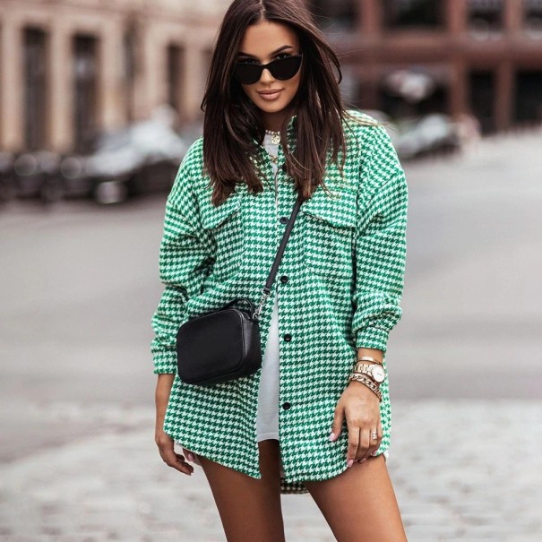 Oversized dameskjorte P2455 grøn M