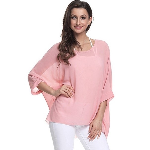 Oversized effen blouse roze 4XL