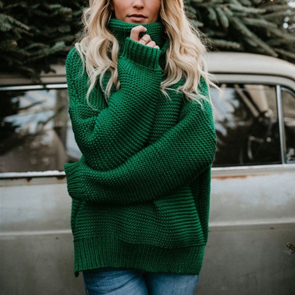 Oversized gebreide coltrui voor dames groen L