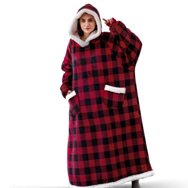 Oversized Hoodie Blanket with Sleeves 150 cm P4006 red