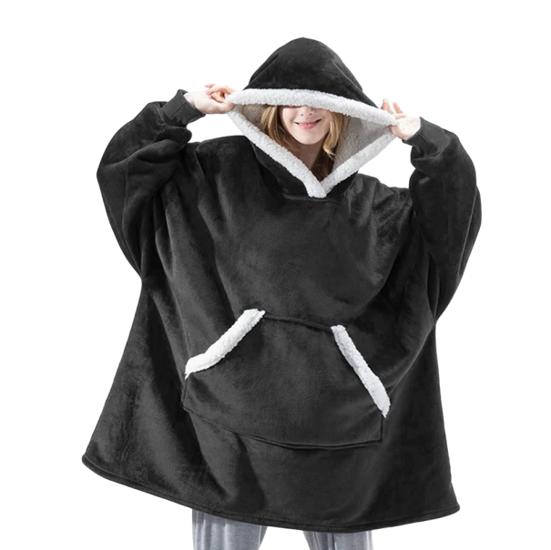 Oversized Hoodie Blanket with Sleeves black