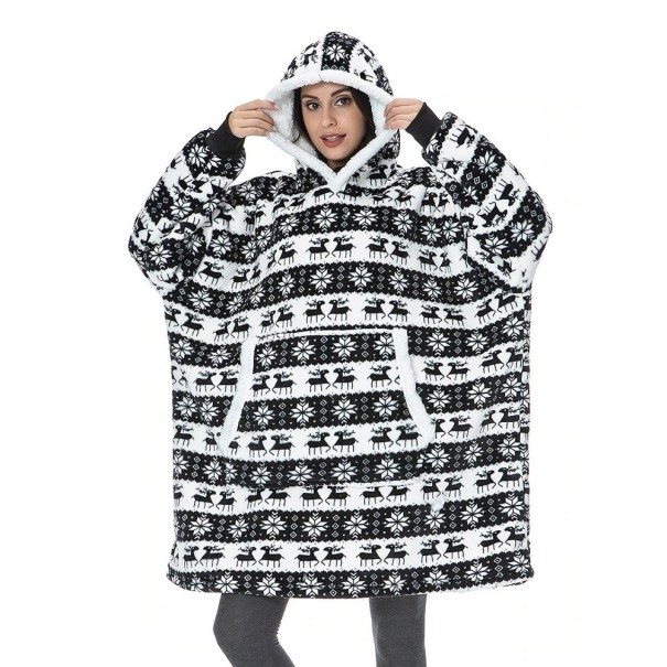 Oversized Hoodie Blanket with Sleeves P3998 black