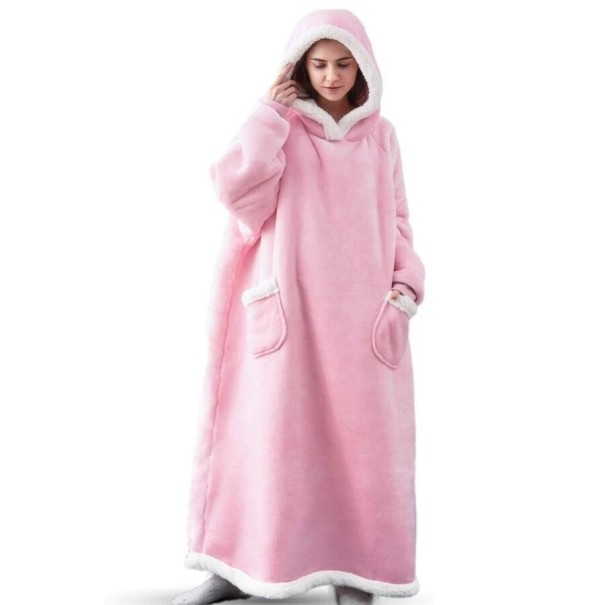 Oversized sweatshirt deken met mouwen 120 cm roze
