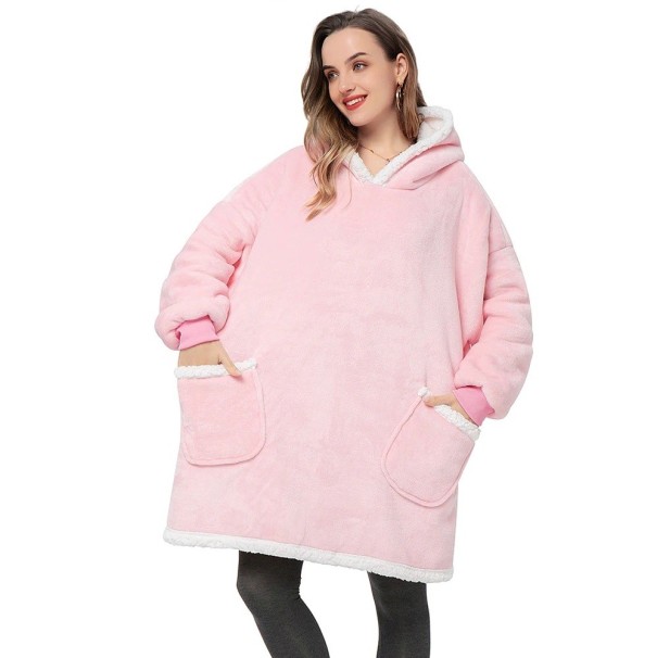 Oversized sweatshirt deken met mouwen P3997 roze