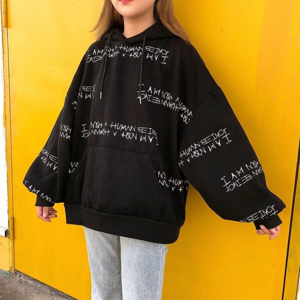 Oversized sweatshirt voor dames met opschrift zwart M