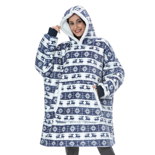 Oversized sweatshirttæppe med ærmer P3998 blå