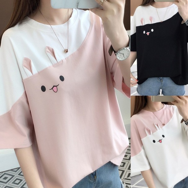 Oversized T-shirt voor dames met konijnenmotief