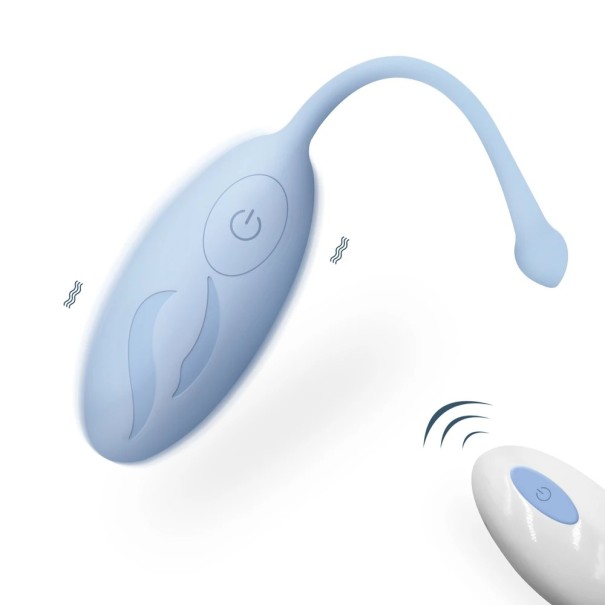 Ovul de spermă vibrant cu coadă, 12 moduri de vibrație, urechi de stimulare, încărcare USB, 7,5 cm, ambalaj discret albastru