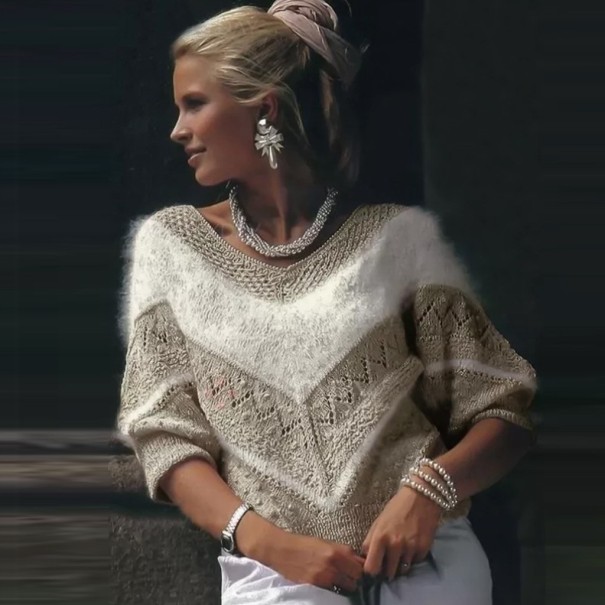 Owłosiony sweter damski B52 beżowy XXL