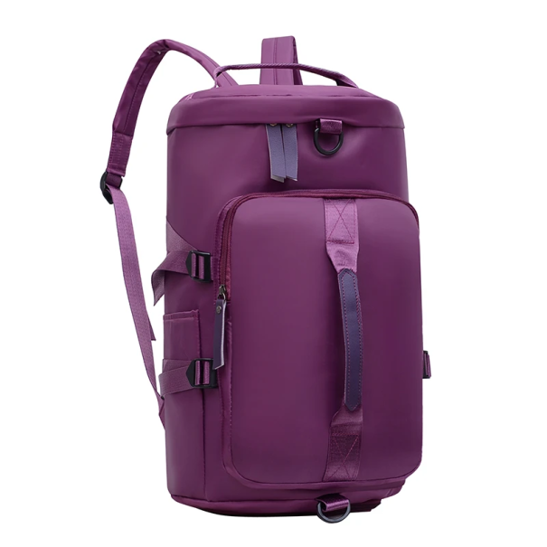 Oxford Sports Bag 44 x 26 x 26 cm with Shoulder Straps for Back and Side, Hand Grips, Separate Shoe Compartment, Travel Fitness Bag purple