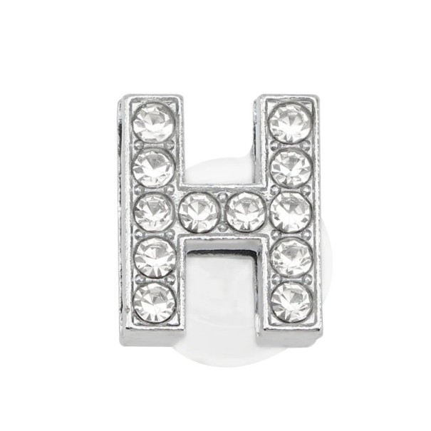 Ozdoba con pietre per crocsy lettera H 2,5–3 cm decorazione in PVC argento per personalizzare le scarpe e creare iniziali 1