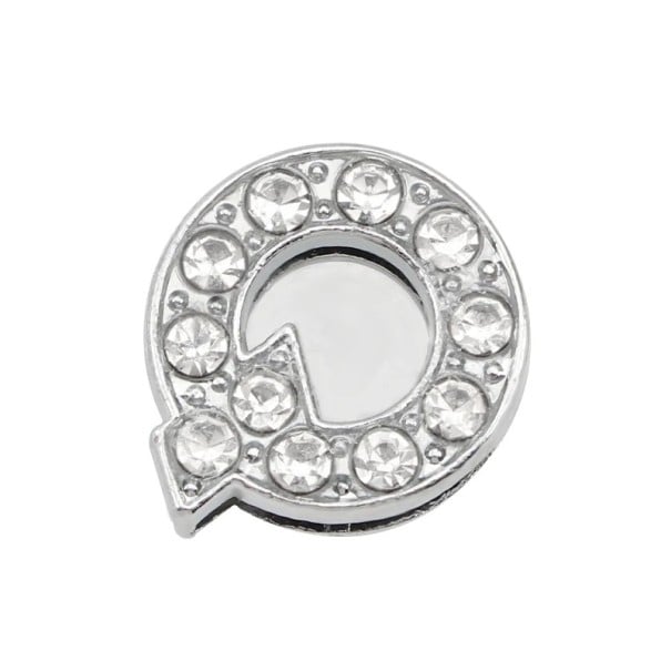 Ozdoba em strass para crocs letra Q 2,5–3 cm decoração em PVC prateada para personalização de calçado e realce do visual 1