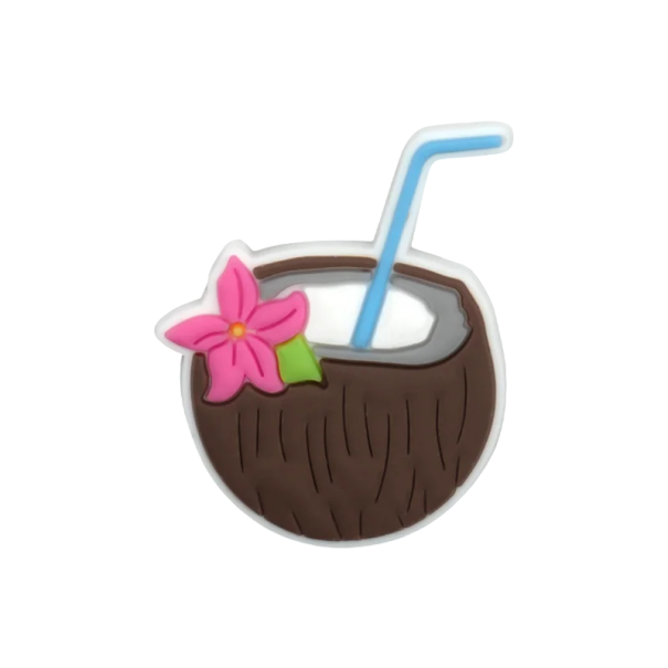 Ozdoba na boty crocsy nápoj v kokosu PVC dekorace hnědá růžová modrá doplněk do crocsů letní motiv snadné nasazení 1