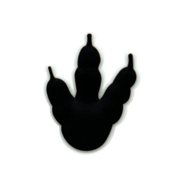 Ozdoba na crocsy dinosauří stopa 2–3 cm PVC černá dekorace do bot crocs s jednoduchým upevněním pro děti i dospělé 1