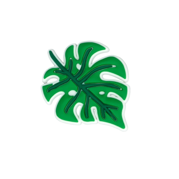 Ozdoba na crocsy monstera list PVC dekorace zelená do bot crocs tropický rostlinný motiv lehké umístění pro personalizaci 1