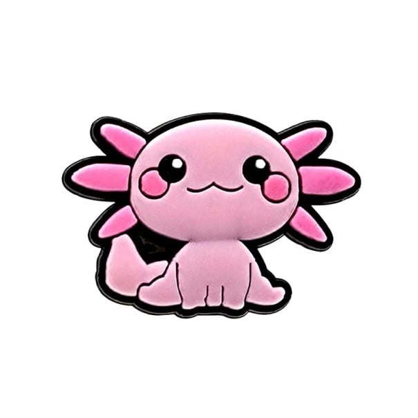 Ozdoba na crocsy siedzący axolotl 2–3 cm PVC różowa dekoracja do butów crocs uroczy wodny motyw łatwe zakładanie do codziennego użytku 1
