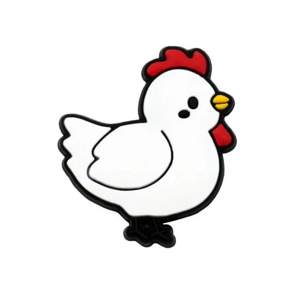 Ozdoba na crocsy slepice 2–3 cm PVC bílá dekorace do bot crocs s jednoduchým nasazením pro děti i dospělé 1