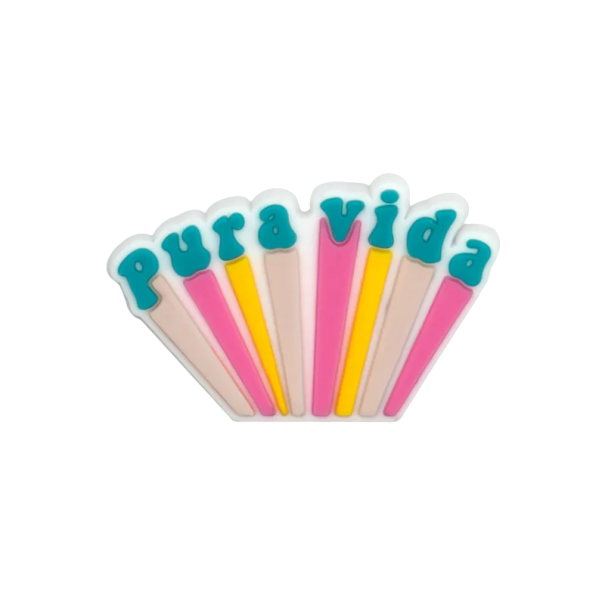 Ozdobă pentru încălțăminte crocsy pura vida inscripție PVC decorare albastră roz galbenă bej accesoriu pentru crocși motiv de vară montare ușoară 1