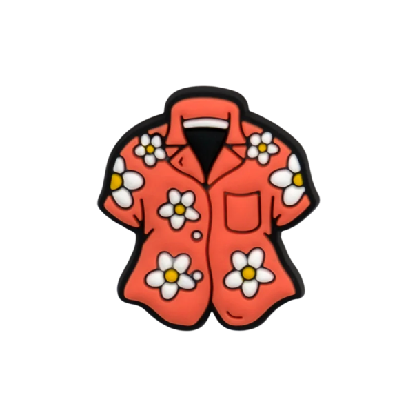 Ozdoba per scarpe crocsy camicia hawaiana decorazione PVC rossa bianca fiori accessorio per crocs motivi estivi facile da indossare 1