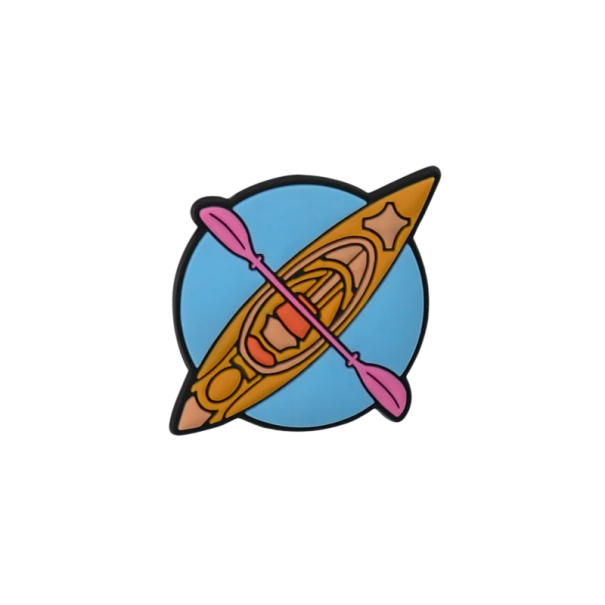 Ozdoba per scarpe crocsy kayak con pagaia decorazione PVC blu giallo rosa accessorio per crocs motivi sport acquatici facile da inserire 1