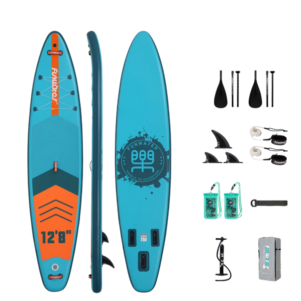 Paddleboard Funwater Rodinný Nafukovací 385x85x15 cm Nosnost 230 kg PVC se 2 Pádly Poutky Pumpou a Batohem Pro 2 Osoby Více Barev modrá