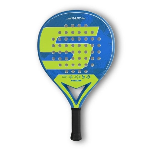 Padel racket Insum Fast Oppervlak van koolstofvezels Kern van geheugenfoam EVA Dempen van trillingen en schokken Geperforeerd oppervlak blauw