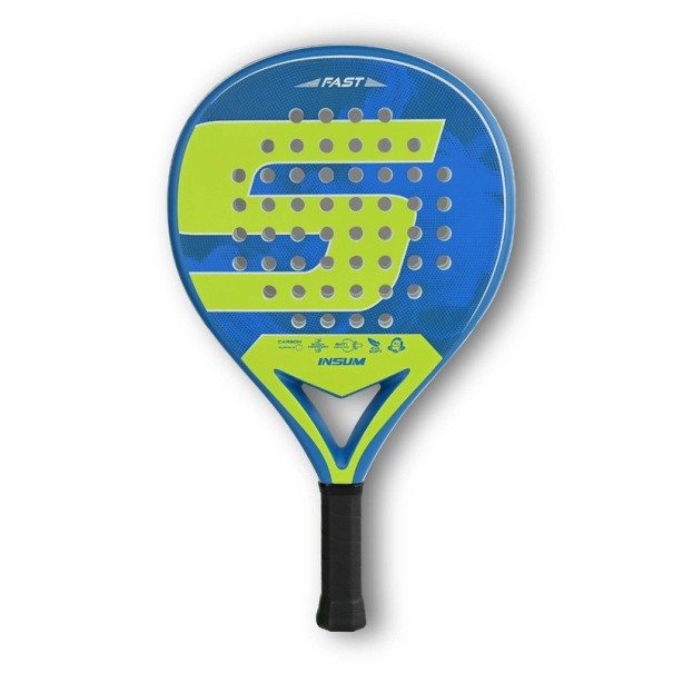 Padel raketa Insum Fast Povrch z uhlíkových vláken Jádro z paměťové pěny EVA Tlumení vibrací i nárazů Perforovaná plocha Na padelové kurty modrá