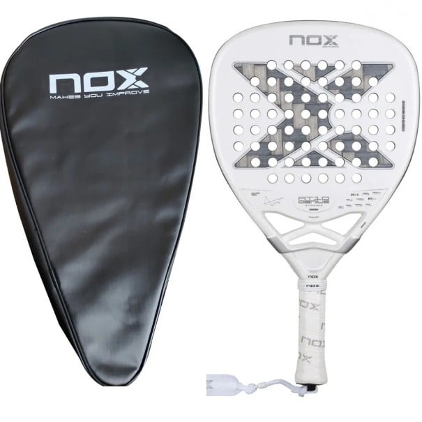 Padelová pálka NOX AT10 Genius Xtreme 12K karbon 12K povrch rám z uhlíku ochranný obal Bílá pro pokročilé hráče Agustín Tapia luxury series 1