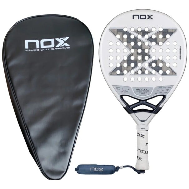 Padelová pálka NOX AT10 Genius Xtreme 12K karbon 12K rám z uhlíku ochranný obal Bílá a modrá Agustín Tapia pro pokročilé hráče luxury series 1