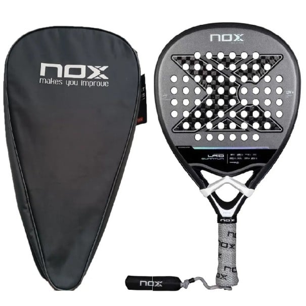 Padelová pálka NOX LA10 Quantum 12K karbon 12K povrch rám z uhlíku ochranný obal Šedá a černá pro pokročilé hráče luxury series 1