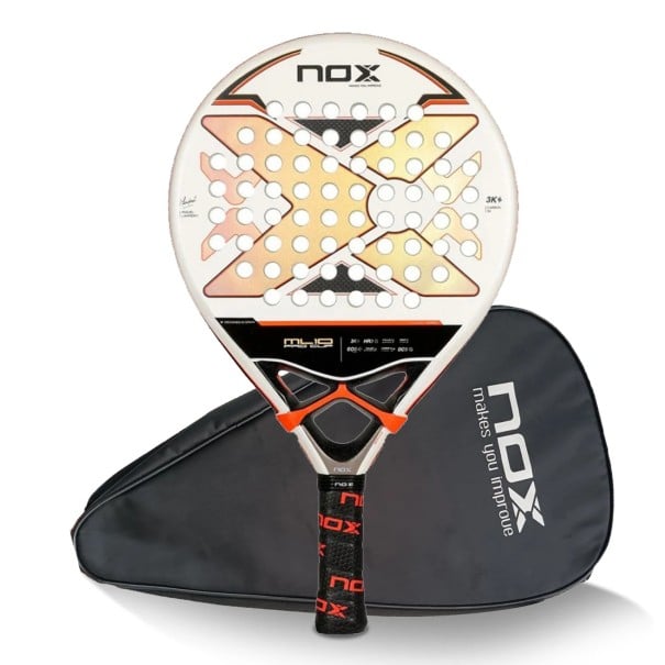 Padelová pálka NOX ML10 Pro Cup 3K karbon 3K povrch rám z uhlíku ochranný obal Bílá pro pokročilé hráče Miguel Lamperti luxury series 1