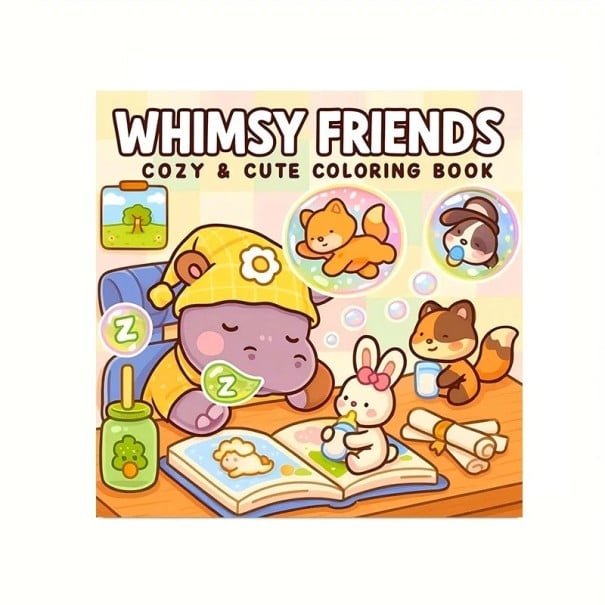 Pagine da colorare rotonde Whimsy Friends 20 x 20 cm 28 pagine illustrazioni cartacee disegno creativo e colorazione rilassante 1