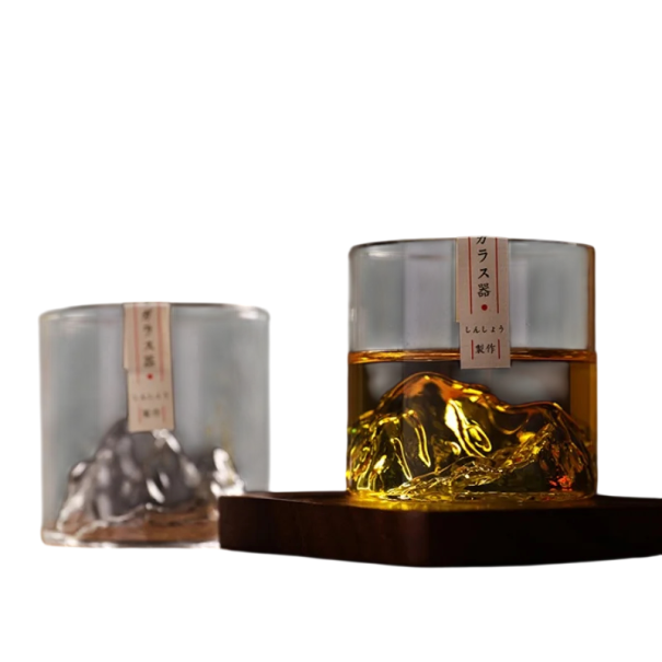 Pahar din cristal original 200 ml 73 x 70 x 68 mm Motiv gravat al muntelui Fuji pe fund Pahar pentru whisky ceai cadou elegant 1
