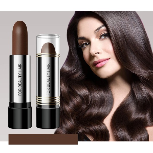 Paikallisesti käytettävä hiusväripuikko peittää uudelleenkasvaneet ja harmaat hiukset. Hiusten korjausohjelma. Helppo levittää. Peittää välittömästi hiusten epätäydellisyydet. tummanruskea