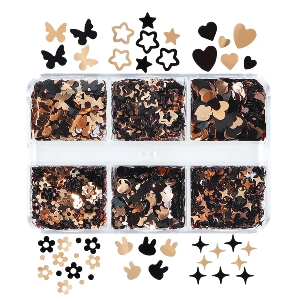 Pailletten 3-4g 6 verschiedene Formen Glitzernde Pailletten zur Dekoration Nägel DIY Kunst Dekoration Kleidung Schmuckherstellung Handarbeit Mix
