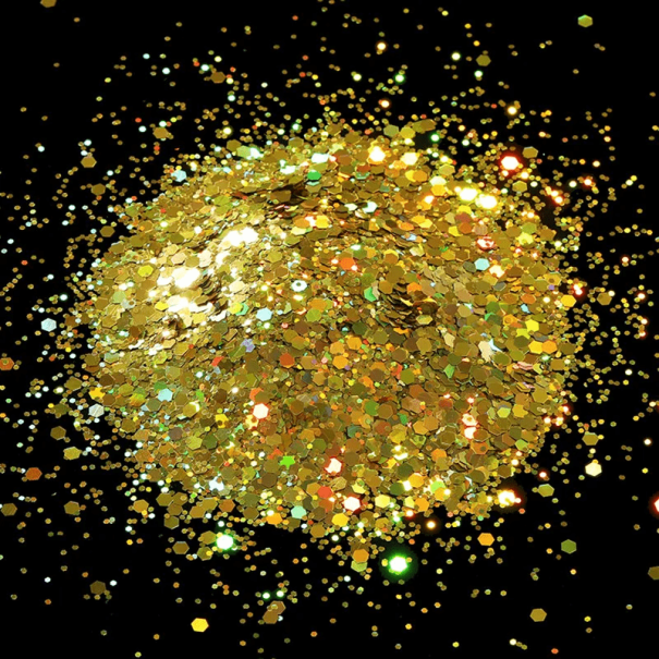 Paillettes hexagonales 10g PET PVC Décorations brillantes pour créations Paillettes pour arts DIY Artisanat Bijoux Manucure jaune
