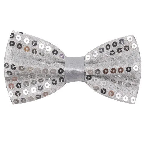Pajarita con lentejuelas Elegante accesorio para hombre Elegante pajarita brillante Largo ajustable Talla universal Ideal para eventos formales y festivos gris