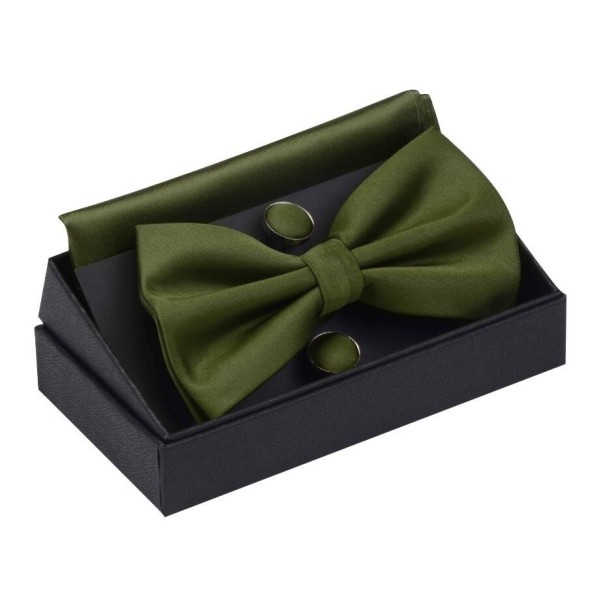 Pajarita, pañuelo y gemelos para hombre T1309 verde militar