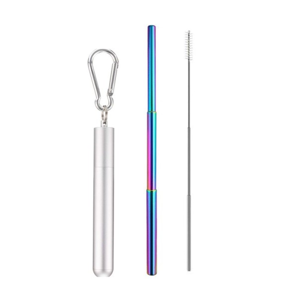 Pajita plegable de acero inoxidable con estuche 3